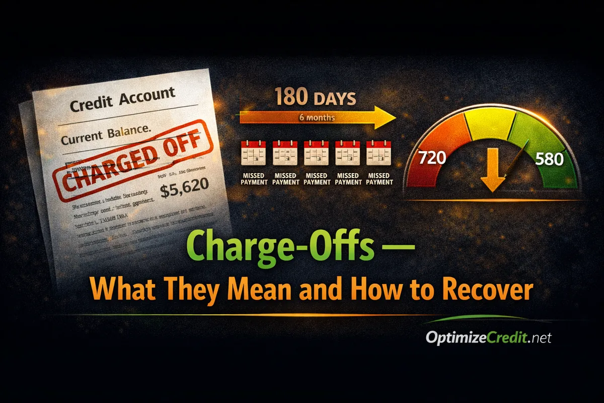 Diagram explaining the charge-off process and its impact on credit reports