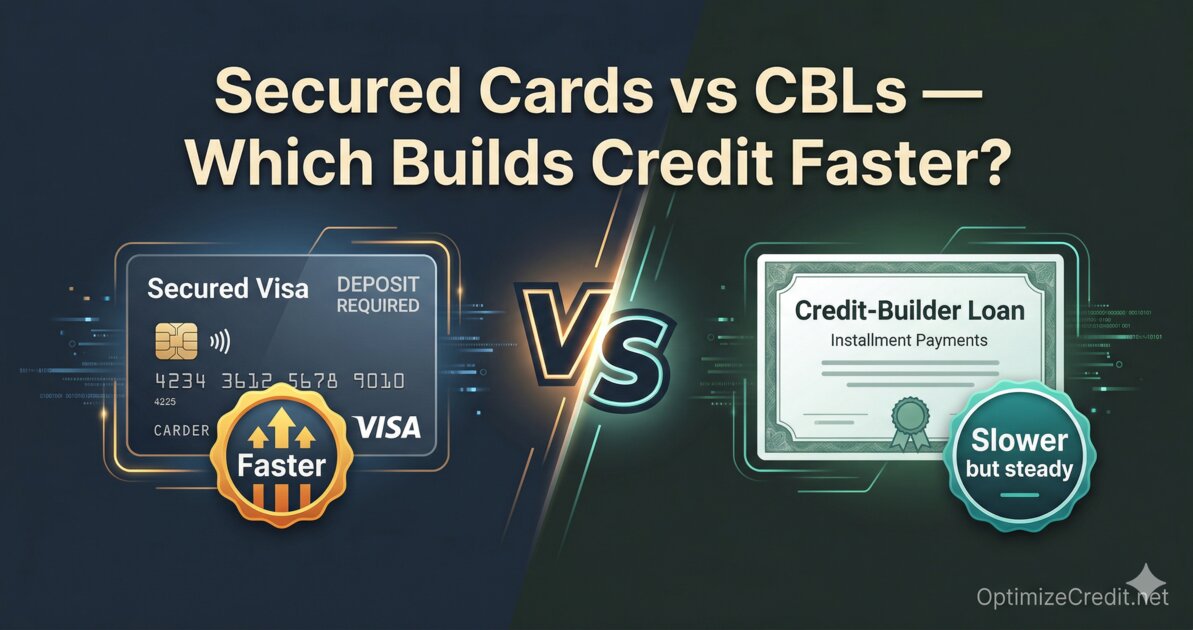 Side-by-side comparison of secured credit cards versus credit builder loans